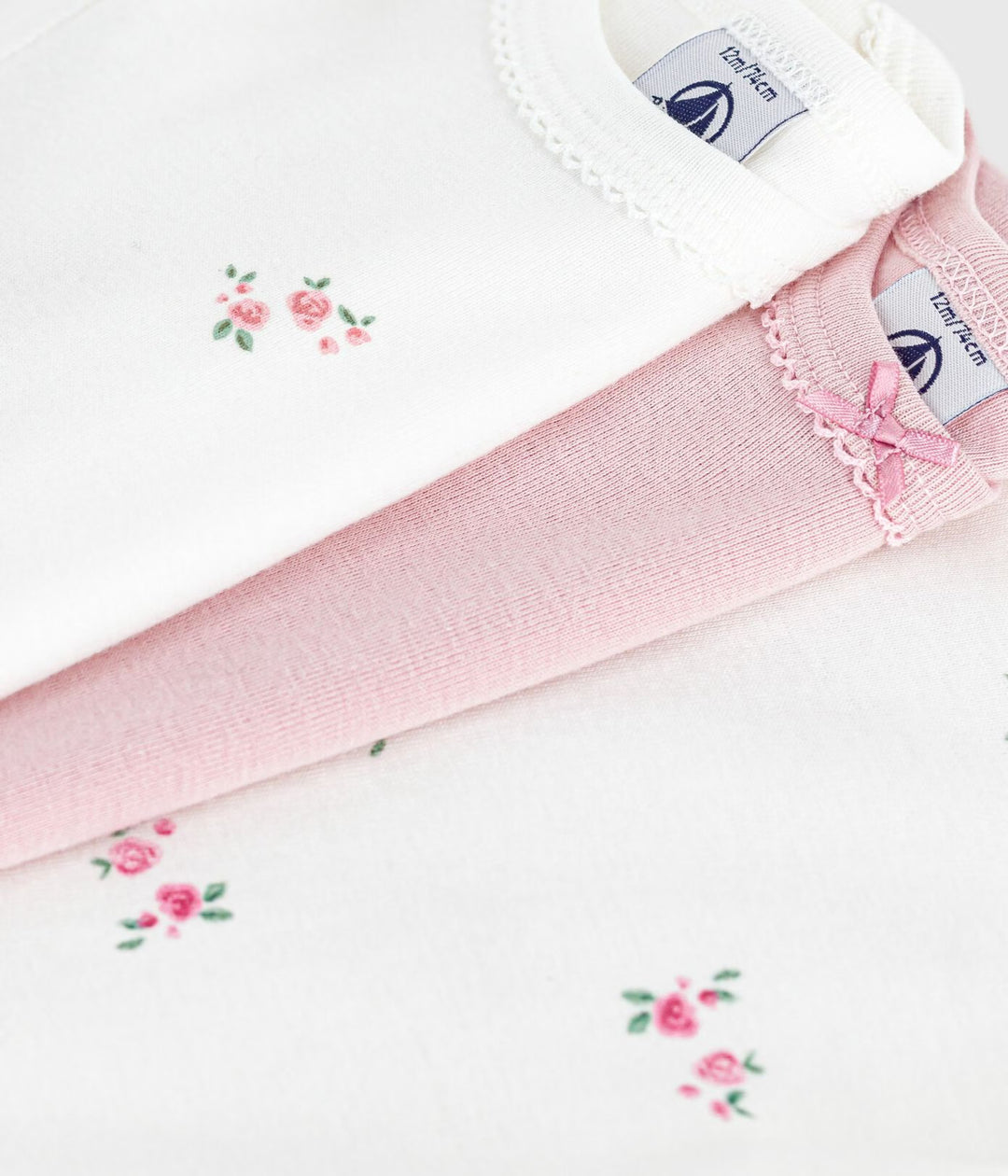 3-pack Petit Bateau meisjesbody’s korte mouw met bloemenprint