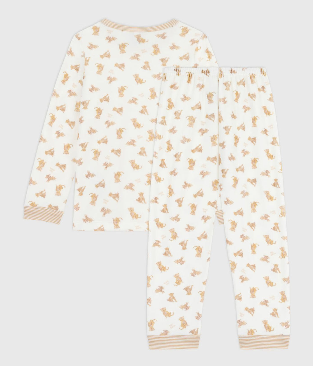 Petit Bateau 2-delige pyjama met luipaardprint in Milk / Multico