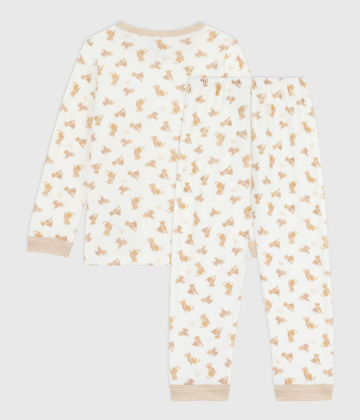 Petit Bateau 2-delige pyjama met luipaardprint in Milk / Multico