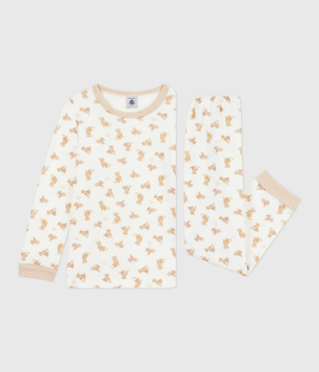 Petit Bateau 2-delige pyjama met luipaardprint in Milk / Multico