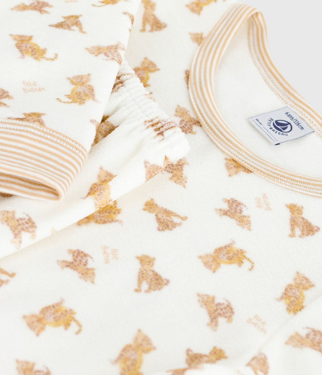 Petit Bateau 2-delige pyjama met luipaardprint in Milk / Multico