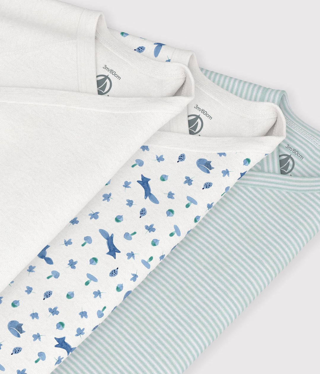 Petit Bateau - Body Lange Mouw Multicolor Blauw (3pack)