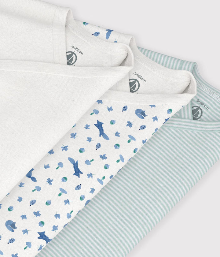 Petit Bateau - Body Lange Mouw Multicolor Blauw (3pack)