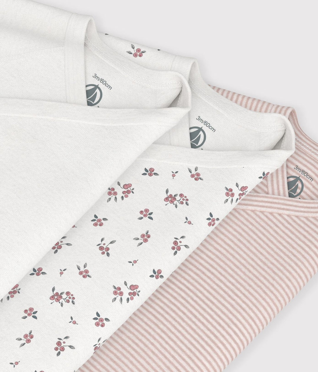 Petit Bateau - Body Lange Mouw Multicolor Roze (3pack)