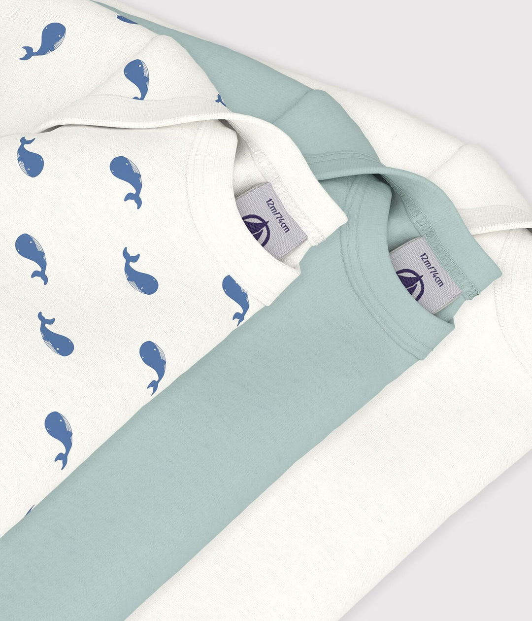 Petit Bateau - Body Lange Mouw Multicolor Blauw/Groen (3pack)