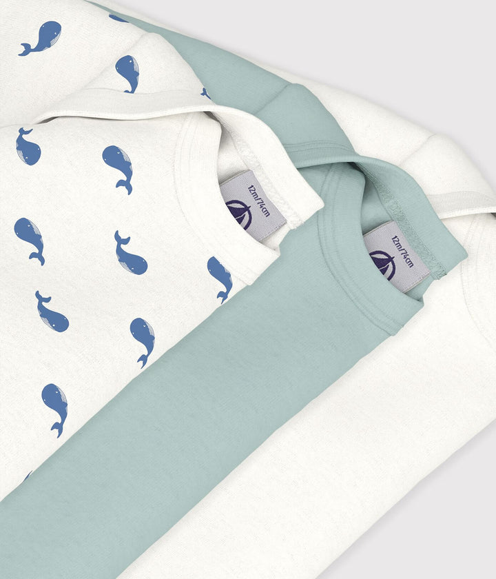 Petit Bateau - Body Lange Mouw Multicolor Blauw/Groen (3pack)