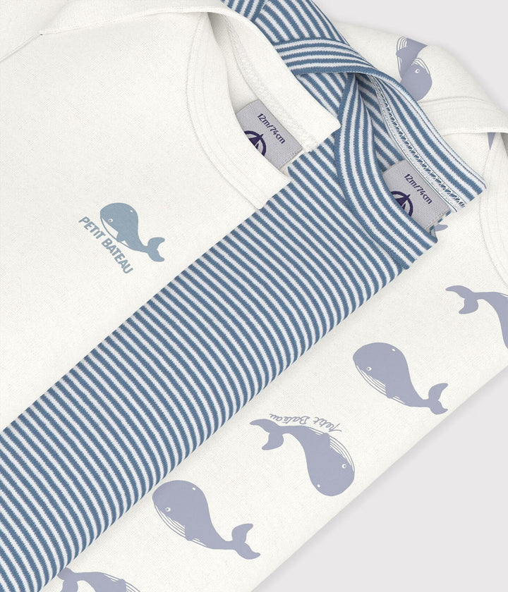 Petit Bateau - Body Korte Mouw Multicolor Walvis (3pack)