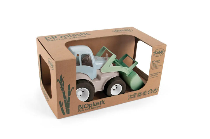 Dantoy bioplastic speelgoedtractor met functionele voorlader en grote wielen