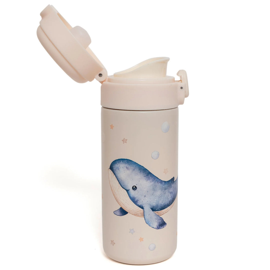 Geïsoleerde drinkfles Petit Monkey met walvisprint, 350 ml
