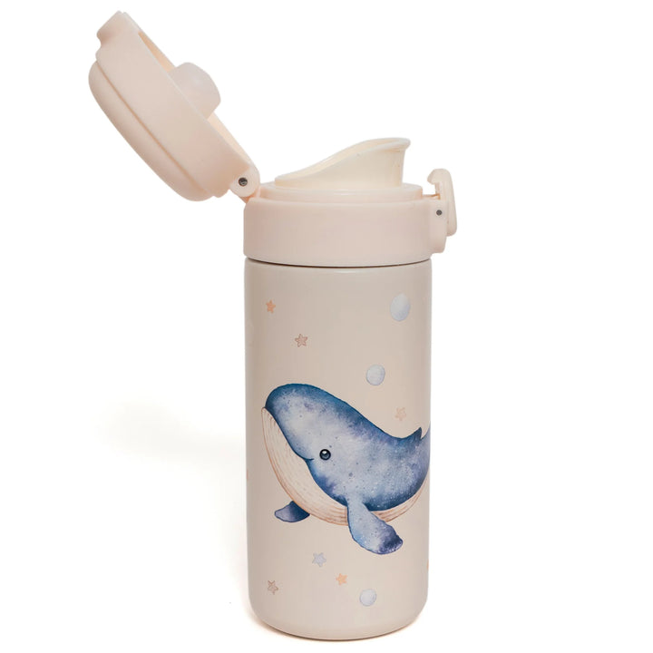 Geïsoleerde drinkfles Petit Monkey met walvisprint, 350 ml