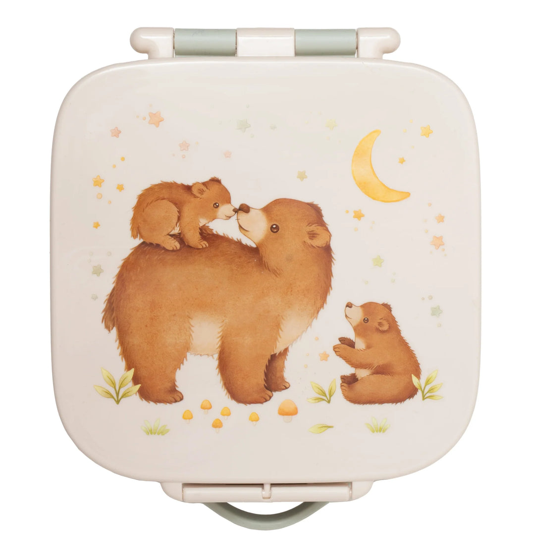 Petit Monkey lunchbox Bento Bear met berenprint en 3 vakken