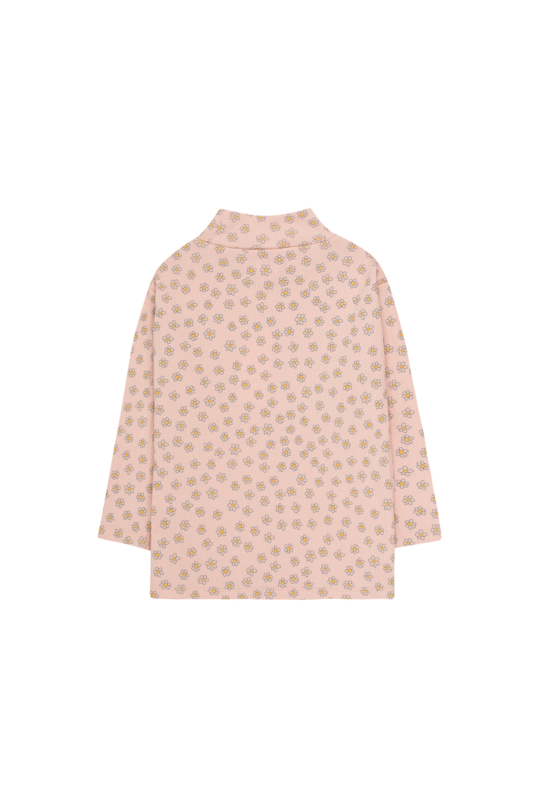 Tiny Cottons T-shirt Daisies Mockneck in wild rose met madeliefjesprint