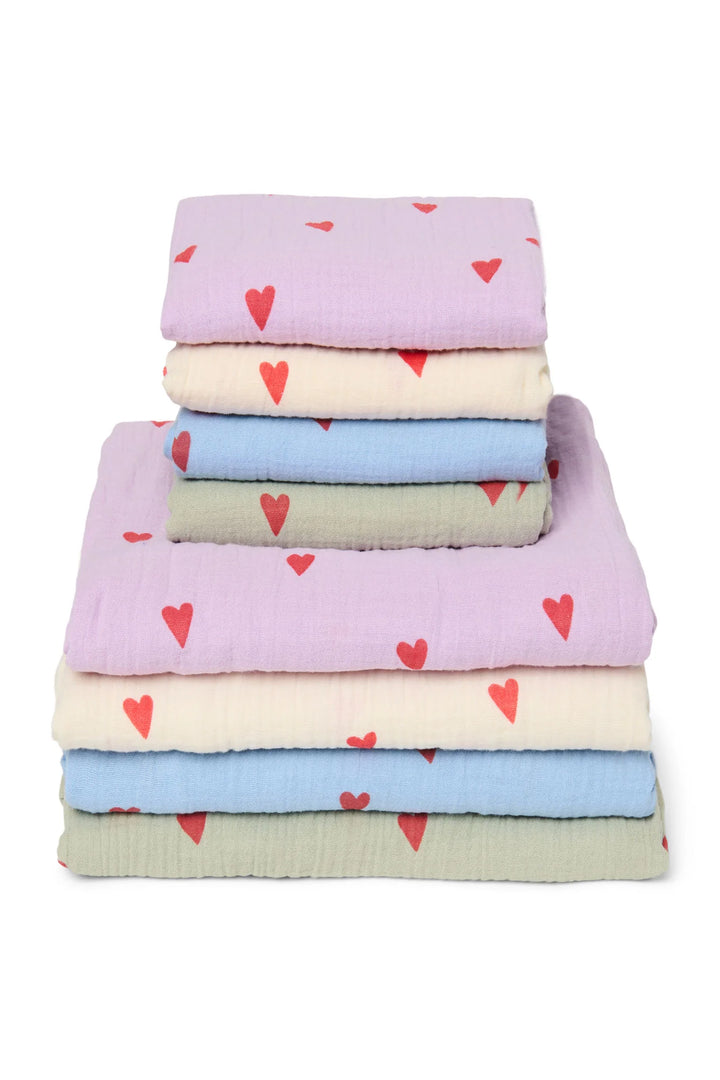 Studio Noos – Tetradoek 70x70 cm Hearts | Light Blue
