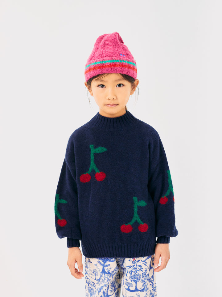 Trui Bobo Cherry Turtle Neck All Over Navy Blue