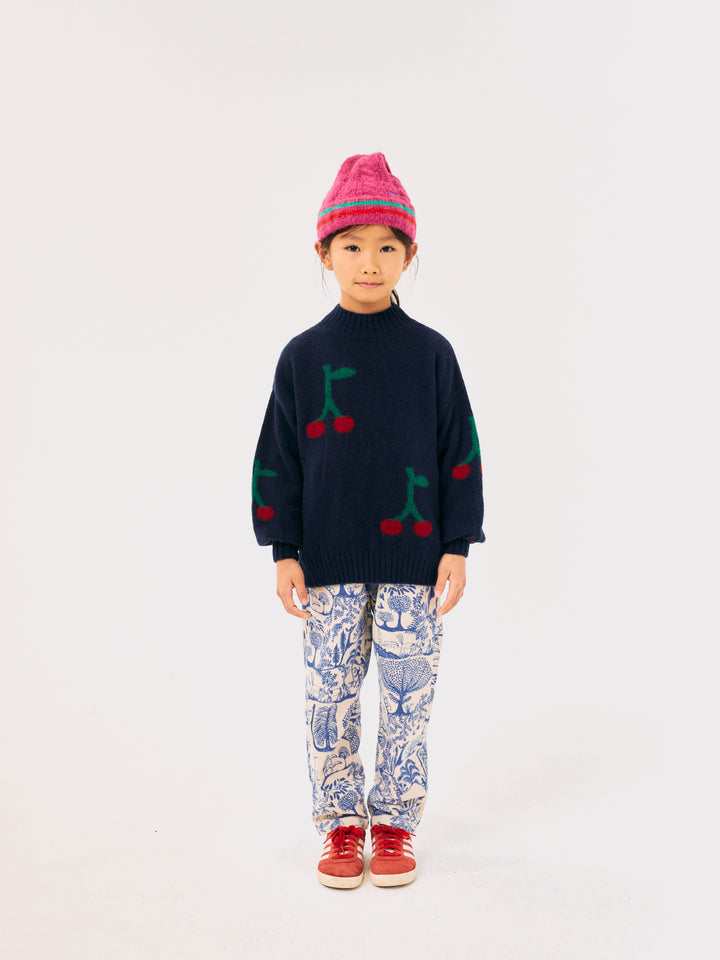 Trui Bobo Cherry Turtle Neck All Over Navy Blue