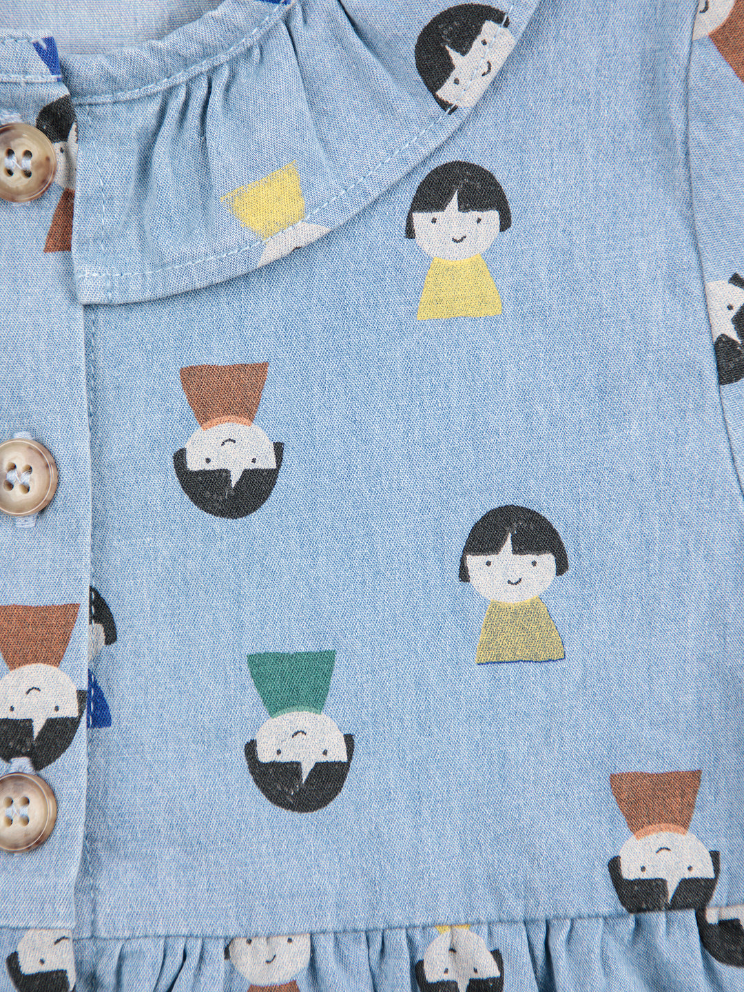 Bobo Choses - Jurk Baby Game Pawns All Over Denim Light Blue