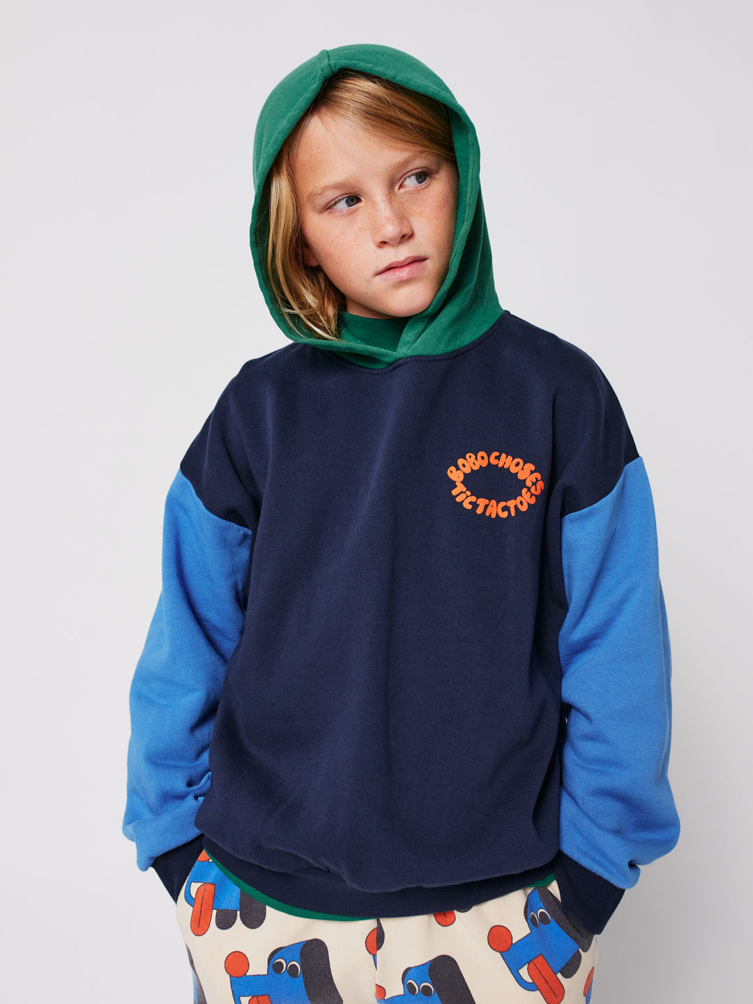 Bobo Choses - Sweater Met Kap Tic Tac Toe Color Block Multi