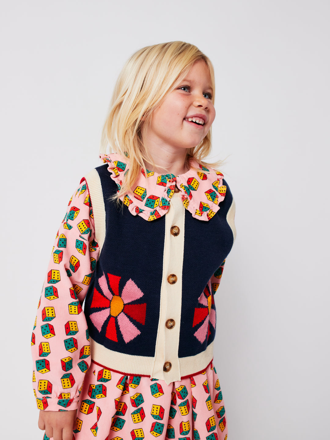 Bobo Choses - Jurk Dices Micro Corduroy All Over Pink
