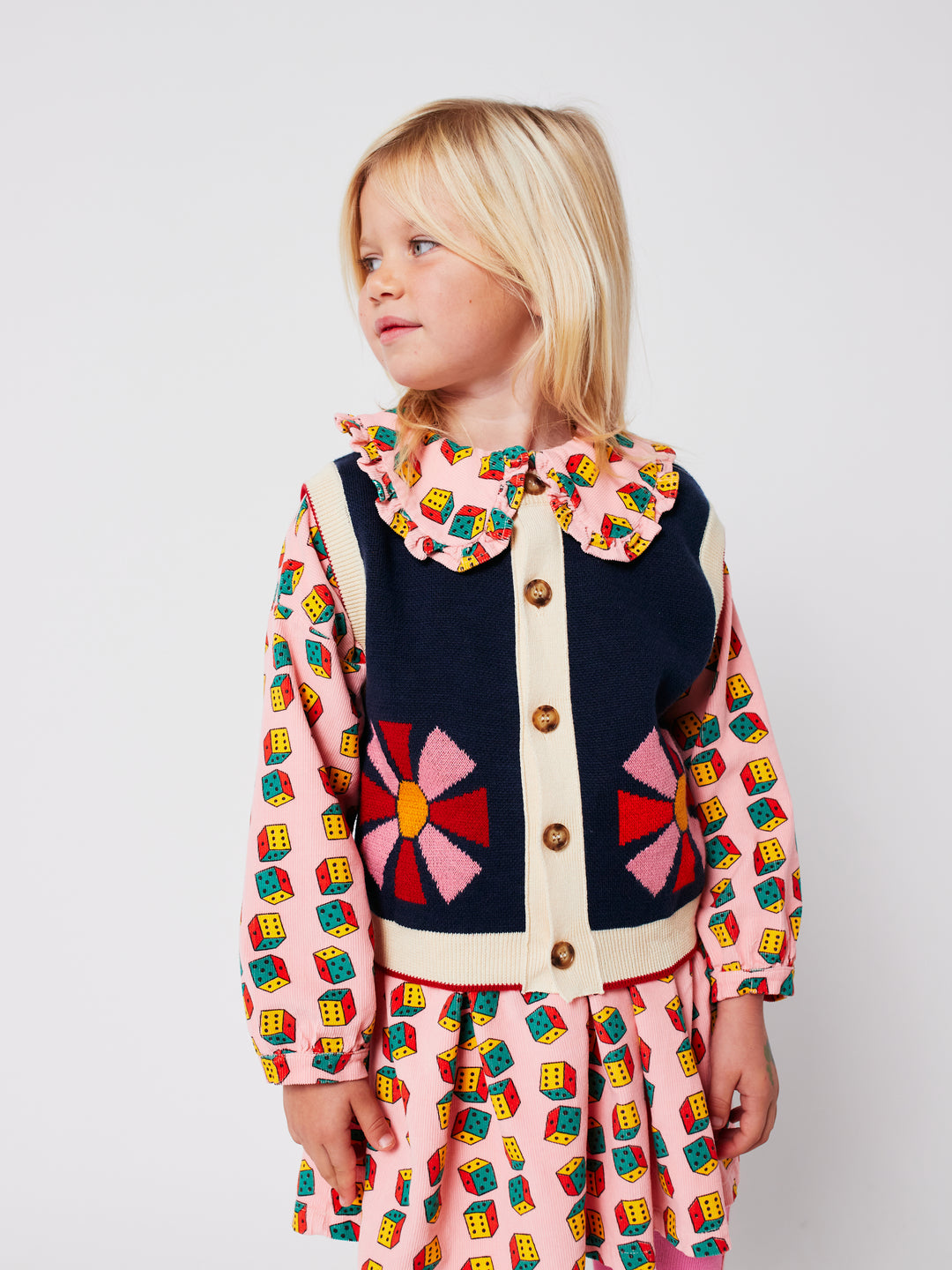 Bobo Choses - Jurk Dices Micro Corduroy All Over Pink