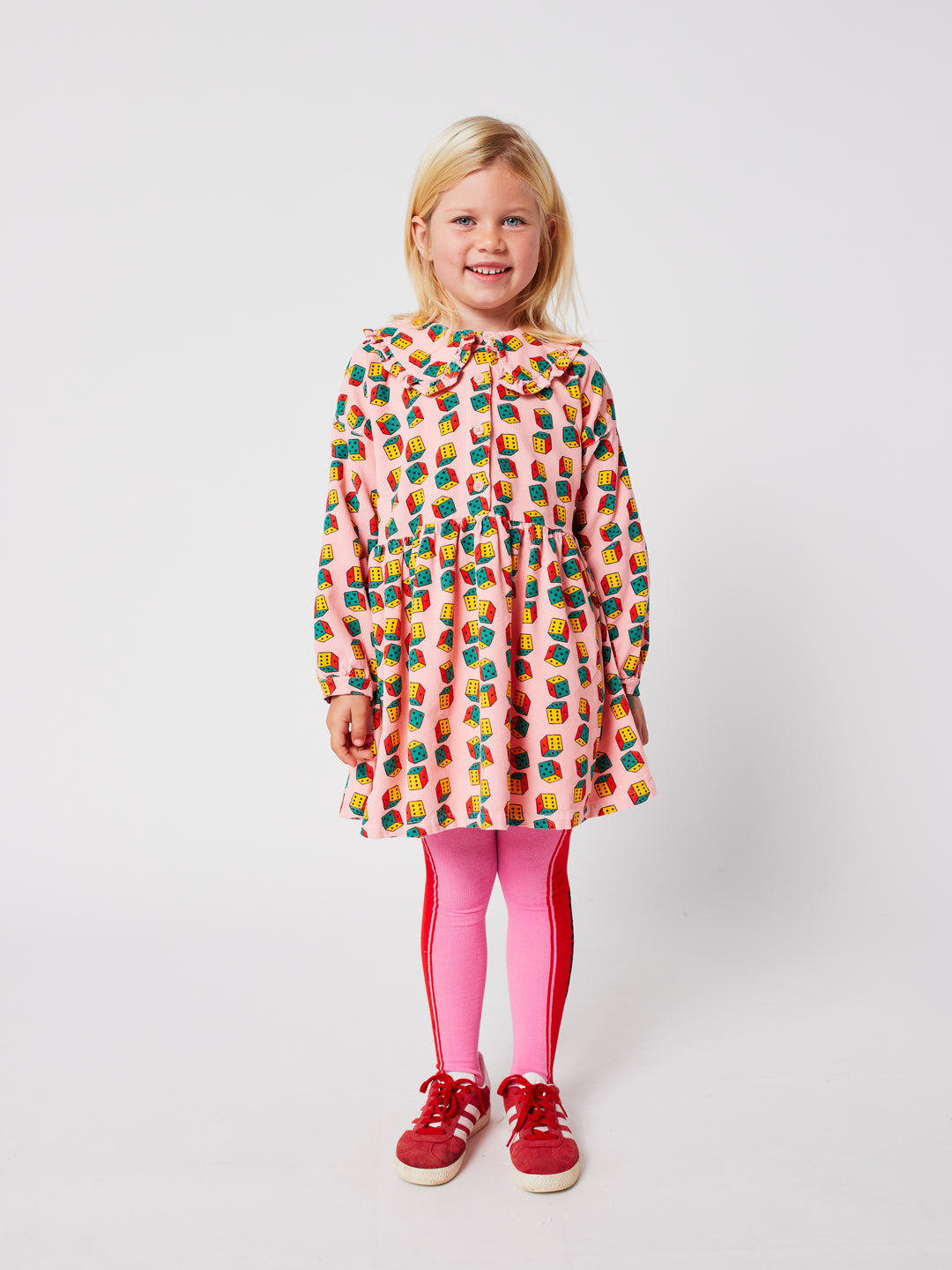 Bobo Choses - Jurk Dices Micro Corduroy All Over Pink