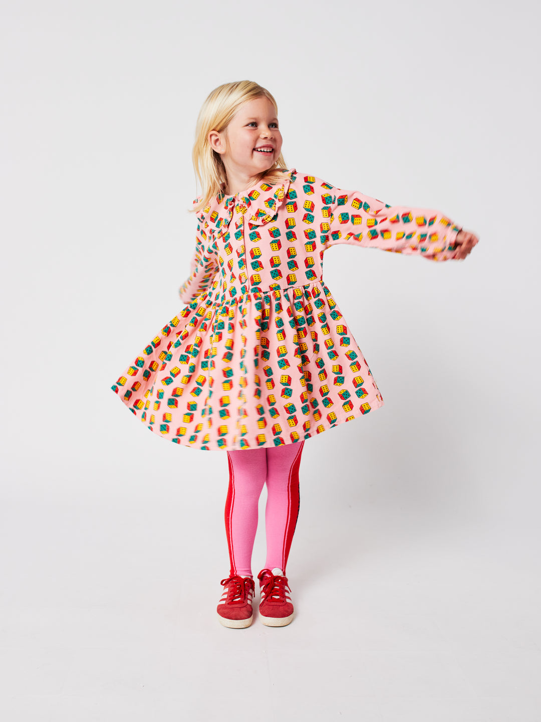 Bobo Choses - Jurk Dices Micro Corduroy All Over Pink