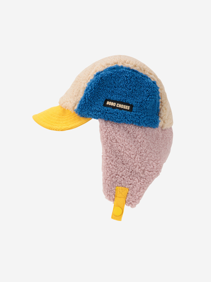 Bobo Choses - Muts Baby Bobo Color Block Sheepskin Chapka Red
