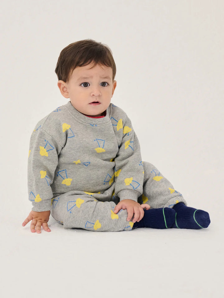 Bobo Choses - Pixel Abduction All Over Sweatshirt Light Heather Grey