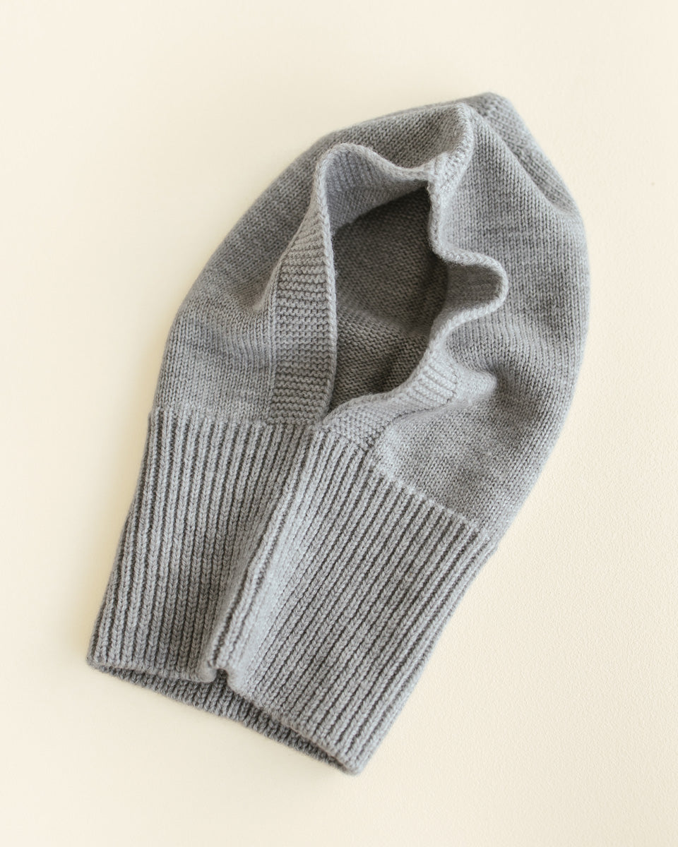 Hvid Eddy balaclava muts in Grey Melange, merinowol, small