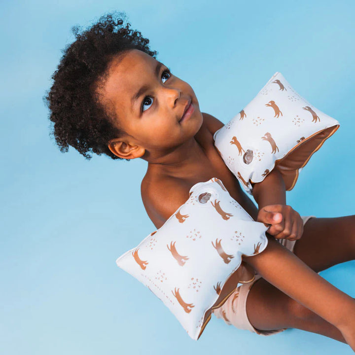 Swim Essentials zwembandjes Roamer Leopard Beige voor kindjes van 0-2 jaar, veilig en stijlvol
