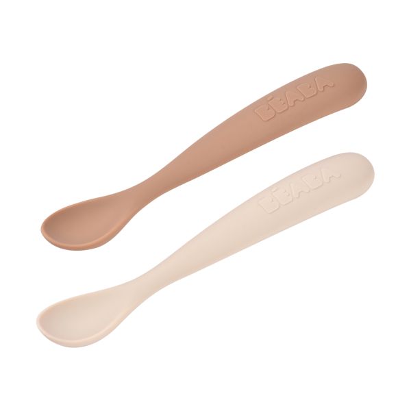 Béaba siliconen lepels Clay (2 stuks) met reisetui – babyvriendelijk