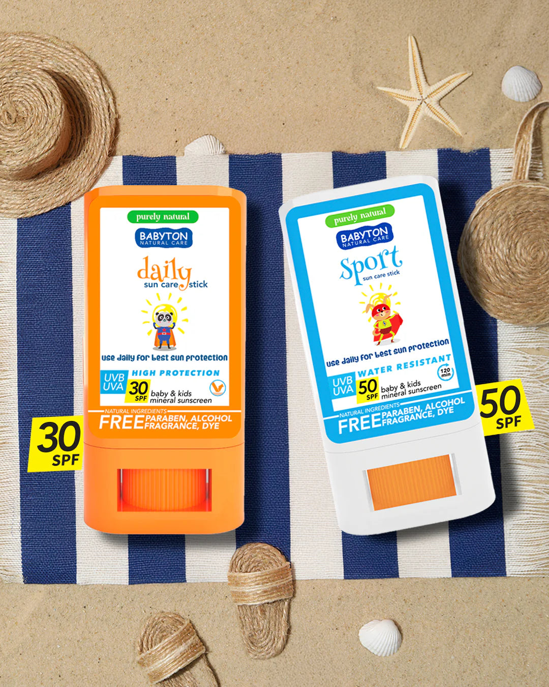 Babyton zonnecrème stick voor kinderen SPF50, 20g, minerale formule