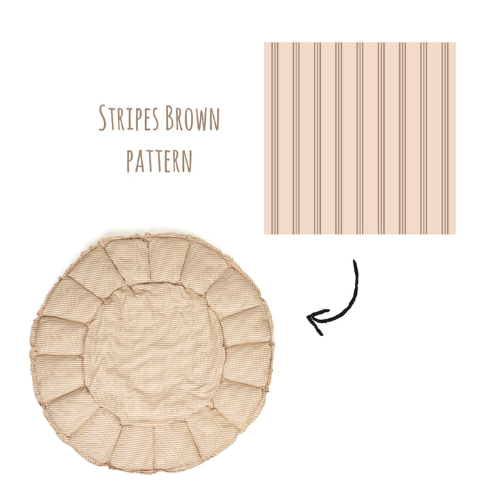 Play & Go Speelmat Bloom Stripes Brown, omgevormd tot babynestje en opbergzak, ideaal voor baby’s