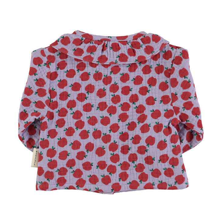 Blouse Baby Red Apples Round Collar Lilac