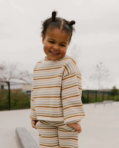 Sweater Boxy Crop Stripe Honeycomb