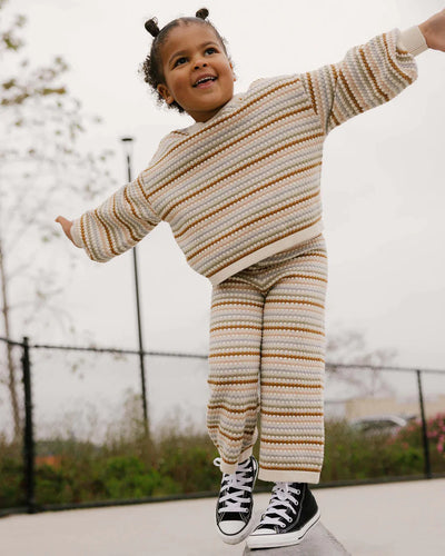 Sweater Boxy Crop Stripe Honeycomb