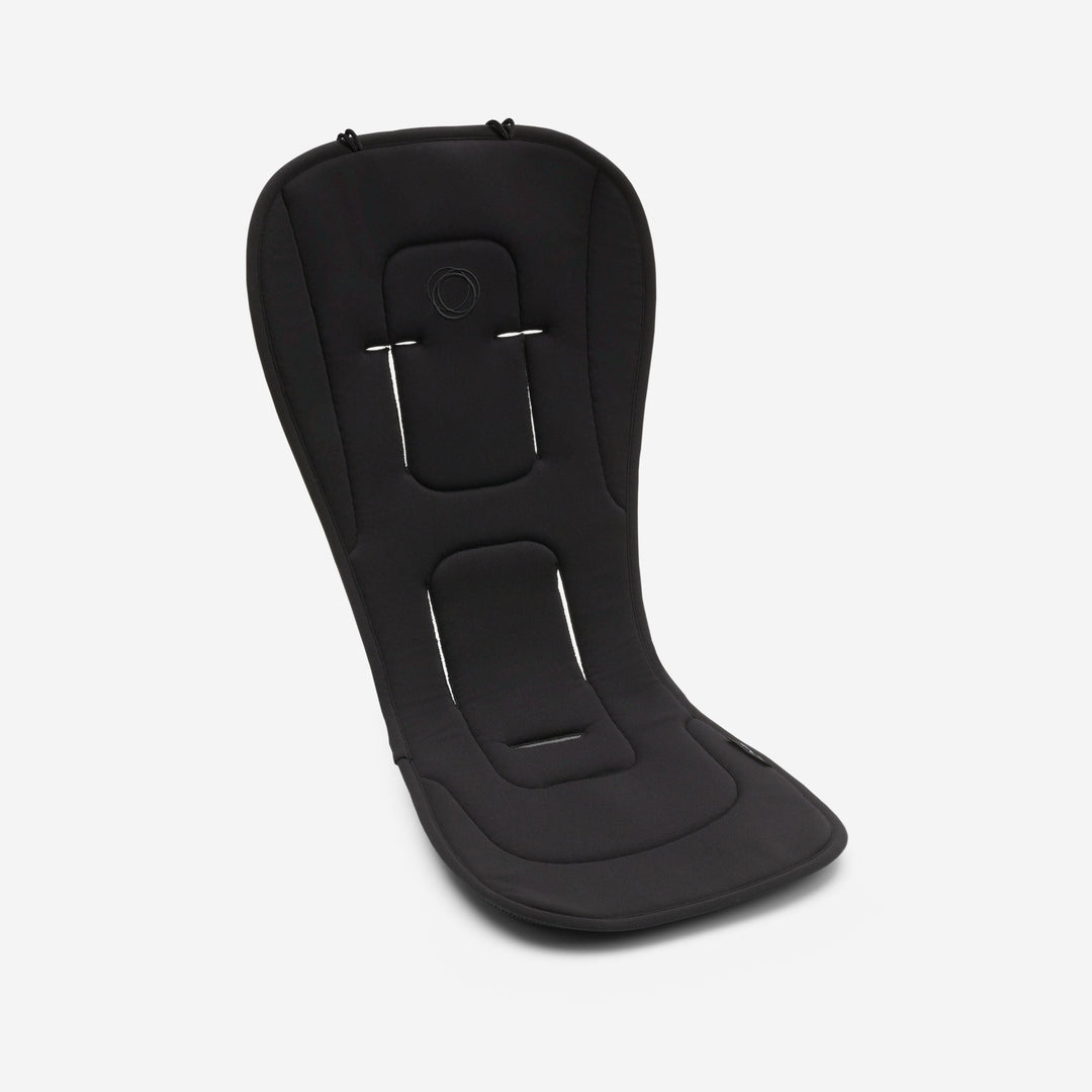 Bugaboo Dual Comfort Seat Liner in Midnight Black, omkeerbaar met ademend 3D gaas en Cooldry® comfortkant voor temperatuurregulatie.