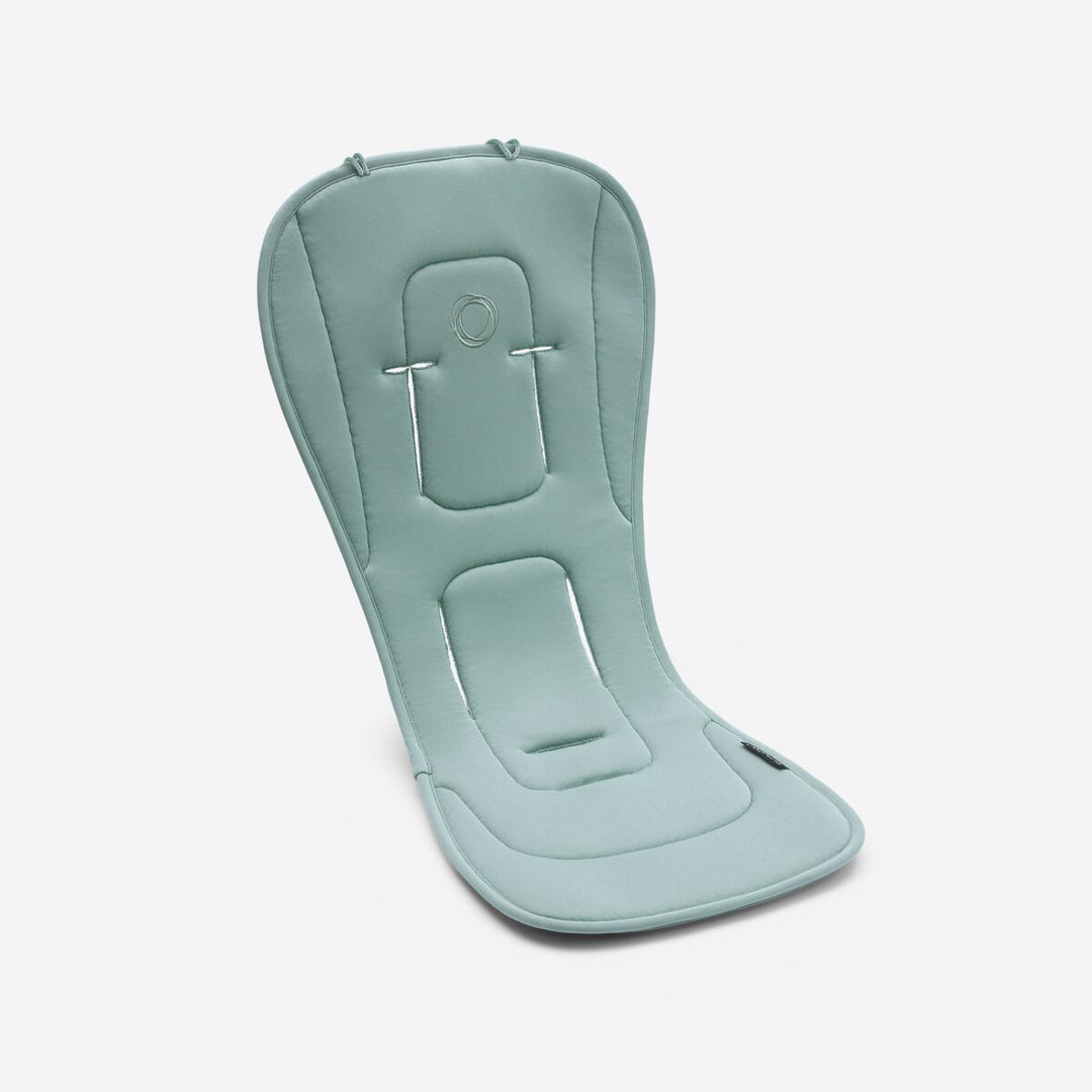 Bugaboo Dual Comfort Seat Liner in Pine Green, omkeerbaar met ademend 3D gaas en Cooldry® comfortkant voor temperatuurregulatie.