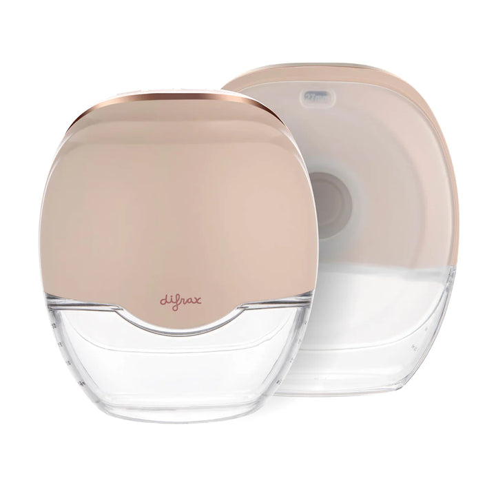 Difrax Hands-Free borstkolf in creamkleur, draadloos en compact design