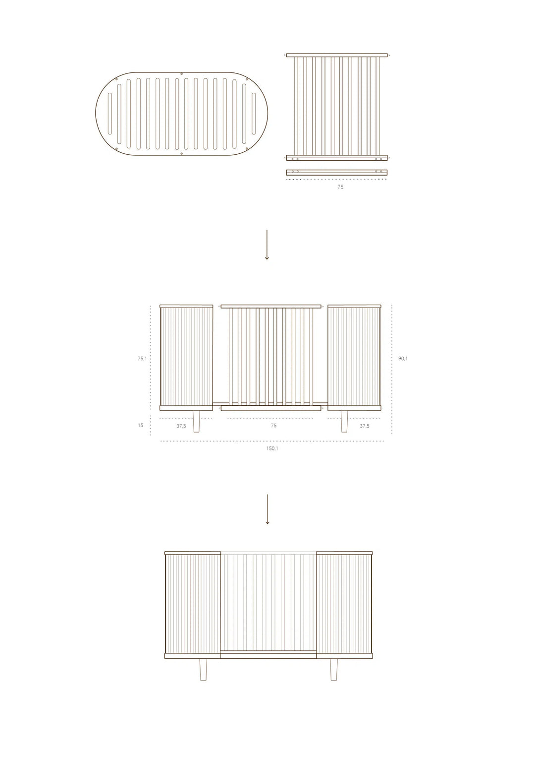Kas Kopenhagen - Conversiekit Kai Bed naar Junior Bed | Smoked Oak