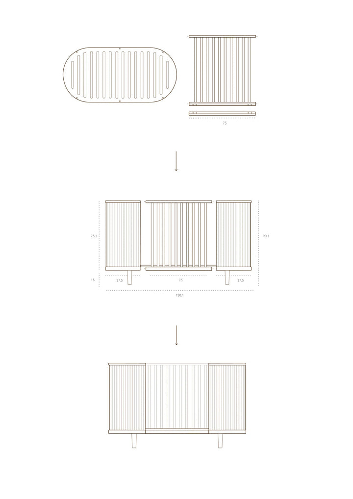 Kas Kopenhagen - Conversiekit Kai Bed naar Junior Bed | Smoked Oak