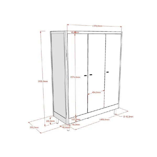 Jaxx - Kast Forrest Oak 3-deurs | Eik
