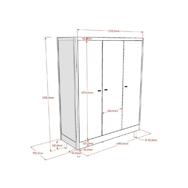 Jaxx - Kast Forrest Beech 3-deurs | Wit