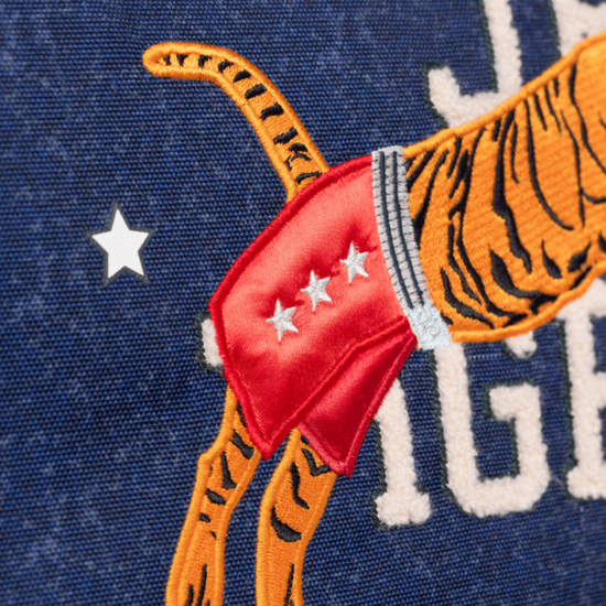 Jeune Premier Ralphie Boxing Tiger Navy Melangepeuterrugzak met dynamische tijgerprint, licht en duurzaam, ideaal voor jonge kinderen