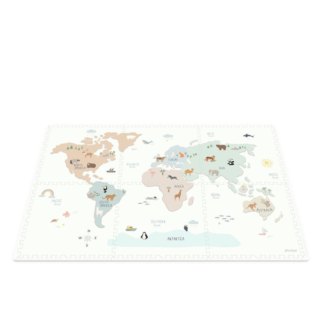 Play & Go puzzelmat Eevaa Worldmap, dubbelzijdig met opberg- en speelopties