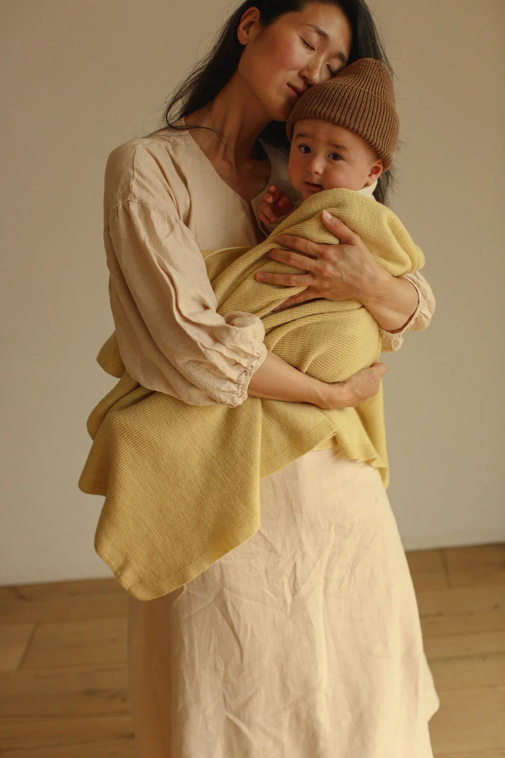 Hvid deken Felix van merinowol in Light Yellow, 70x95 cm