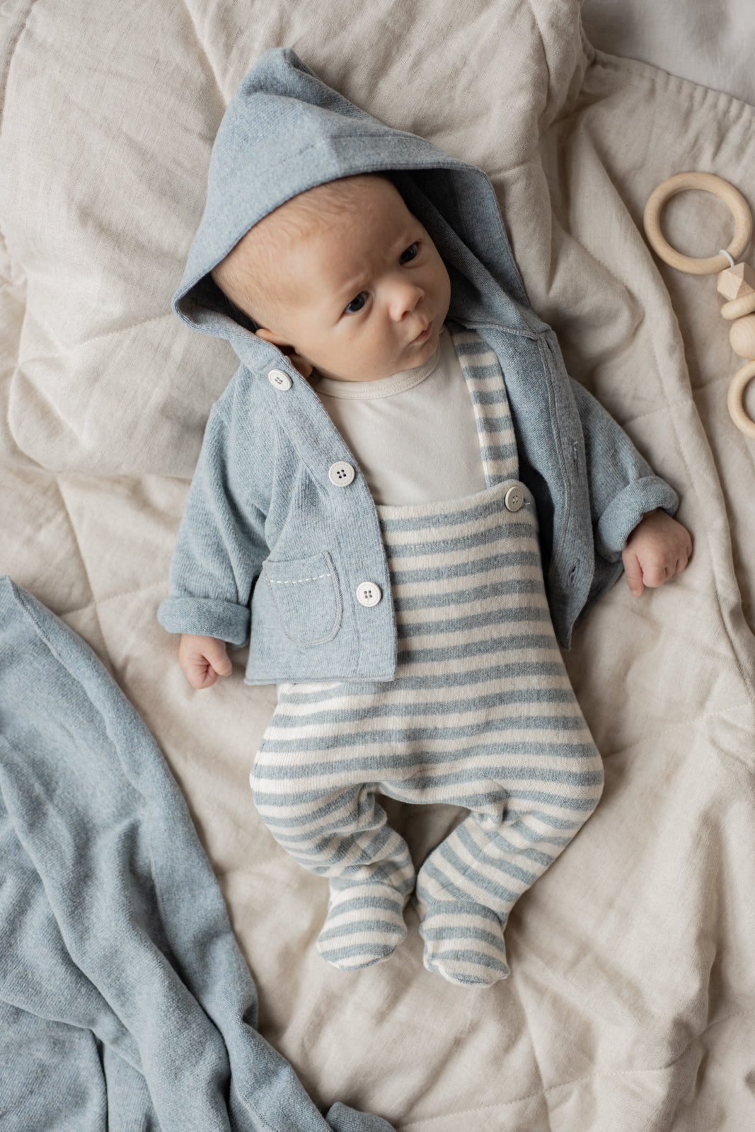 1+ In The Family - Salopette Met Voetjes Francois Stripes Nuvola