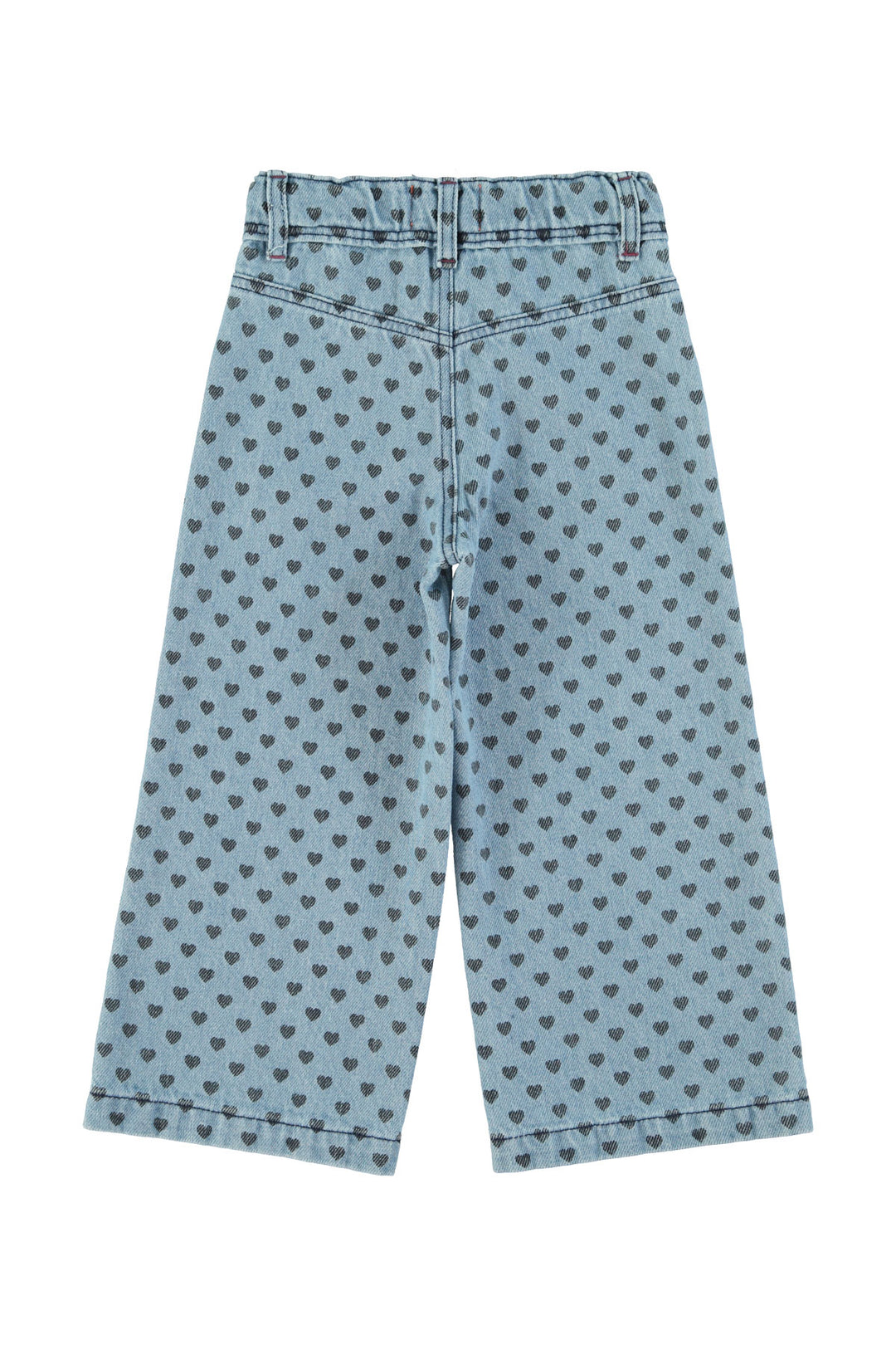 Piupiuchick - Jeans Broek Flare Hearts Denim Washed Blue / Black