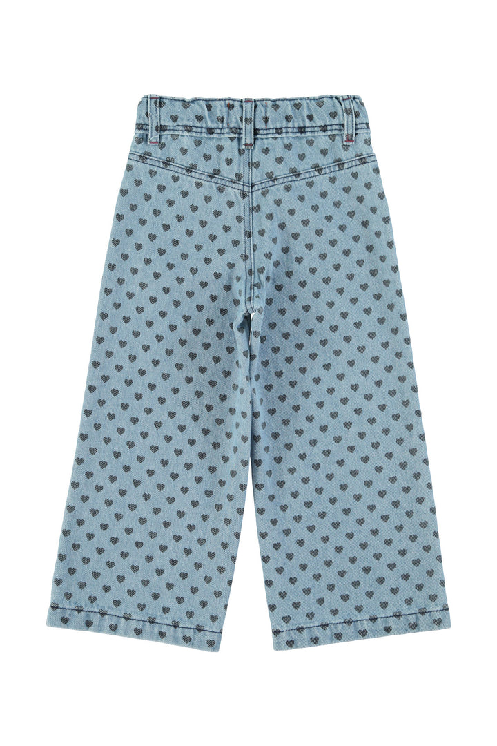 Piupiuchick - Jeans Broek Flare Hearts Denim Washed Blue / Black