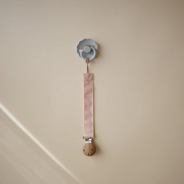Mushie - Linnen Fopspeenketting  (2 PACK) | Blush/Cream