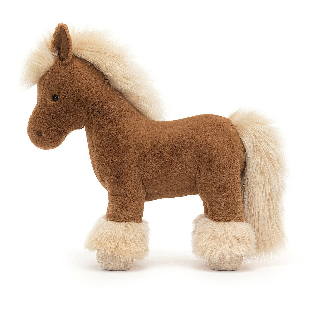 Jellycat knuffel Freya Pony, 32 cm, met toffee-kleurige vacht en zijdezachte blonde manen